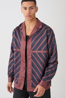 Oversized Satijnen Overhemd Met Panelen En Lange Mouwen, Rust - XL