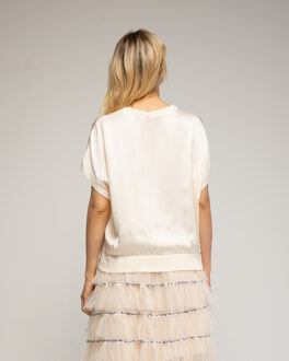 Oversized satijnen top - maat Beige