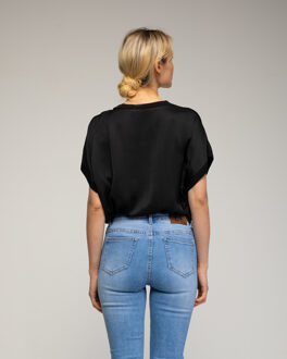 Oversized satijnen top Zwart