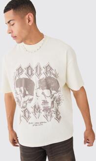 Oversized Schedel T-Shirt Met Print, Ecru - XS