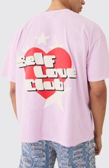 Oversized Self Love Club Print T-Shirt, Pink