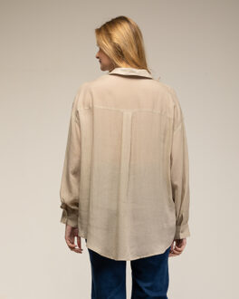 Oversized semi-transparant shirt Beige