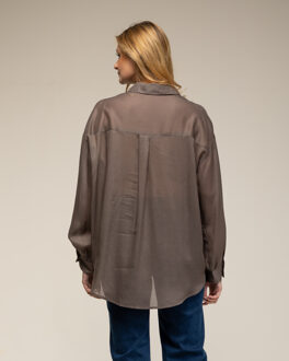 Oversized semi-transparant shirt Grijs