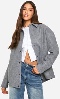 Oversized Shacket Met Wol-Look, Grey Marl - 36
