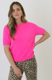 Oversized Soft Trui Korte Mouw Neon Roze