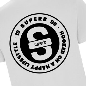 Oversized SPRBCO-001 Heren-T-shirt met korte mouwen en ronde kraag Wit