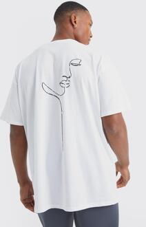 Oversized Stencil T-Shirt Met Print, White - XL