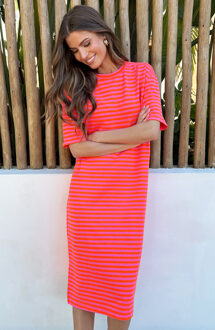 Oversized Stripe Short Sleeve Tuniek Oranje Roze