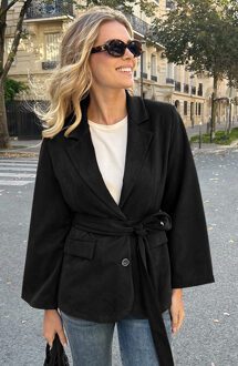 Oversized Suede Blazer Zwart