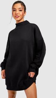 Oversized Sweatshirt Jurk Met Hoge Hals, Black - 36