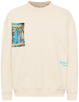 Oversized Sweatshirt voor casual stijl Carlo Colucci , White , Heren - 2Xl,Xl,M