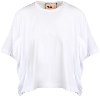 Oversized T-shirt met bedrukt logo Plan C , White , Dames - M,S,Xs