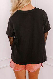 Oversized T-shirt met doorzichtige mouwen Zwart