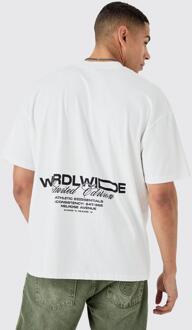Oversized T-Shirt Met Print, White - L
