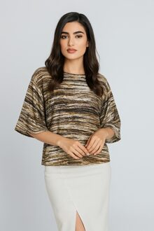 Oversized T-shirt met textuur en brei-effect Olijf