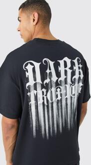 Oversized Verweven Dark Tropics T-Shirt, Black - L
