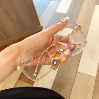 Oversized Vierkante Bril Vrouwen Eenvoudige Stijl Grote Frame Brillen Vrouwelijke Transparant Elegante Spektakel