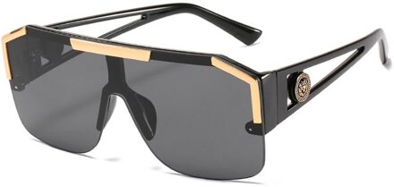 Oversized Vierkante Zonnebril Mannen Vrouwen Mode Luxe Vierkante Metalen Vintage Grote Frame Randloze Zonnebril 01