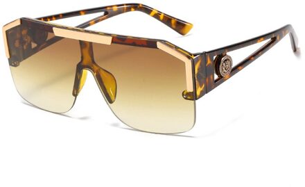 Oversized Vierkante Zonnebril Mannen Vrouwen Mode Luxe Vierkante Metalen Vintage Grote Frame Randloze Zonnebril 03