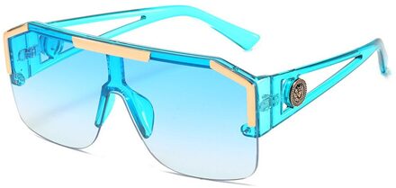 Oversized Vierkante Zonnebril Mannen Vrouwen Mode Luxe Vierkante Metalen Vintage Grote Frame Randloze Zonnebril 05