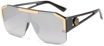 Oversized Vierkante Zonnebril Mannen Vrouwen Mode Luxe Vierkante Metalen Vintage Grote Frame Randloze Zonnebril 07