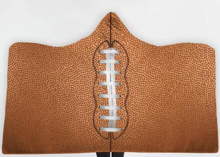 Oversized Voetbal Patroon Hooded Sherpa Deken Zachte Gedrukt American Football Fans Mantel 150cmX130cmCHILD Bruin