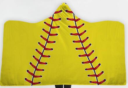 Oversized Voetbal Patroon Hooded Sherpa Deken Zachte Gedrukt American Football Fans Mantel 150cmX130cmCHILD geel