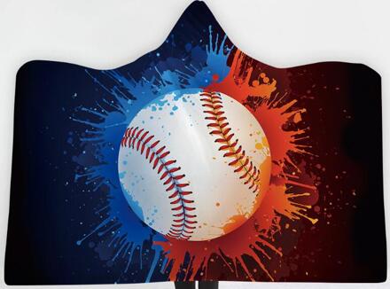 Oversized Voetbal Patroon Hooded Sherpa Deken Zachte Gedrukt American Football Fans Mantel 150cmX130cmCHILD MULTI