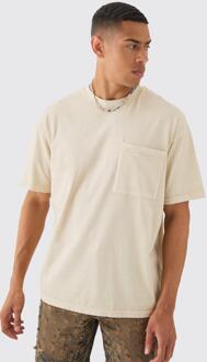 Oversized Wash Pocket T-Shirt, Sand - M