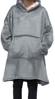 Oversized Winter Hoodies Fleece Tv Deken Met Mouwen Vrouw Solid Warm Giant Gewaad Losse Lange Big Pocket Hooded Sweatshirts