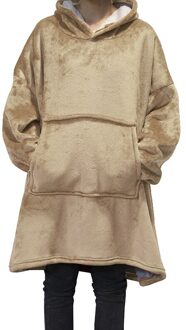 Oversized Winter Hoodies Fleece Tv Deken Met Mouwen Vrouw Solid Warm Giant Gewaad Losse Lange Big Pocket Hooded Sweatshirts