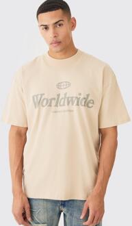 Oversized Worldwide T-Shirt, Sand - L