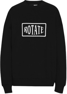 Oversized Zwart Sweatshirt met Geborduurd Logo Rotate Birger Christensen , Black , Dames - L,S,Xs,2Xs