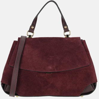 overslag handtas suede bordeaux Donker rood