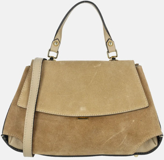 overslag handtas suede lichttaupe Beige