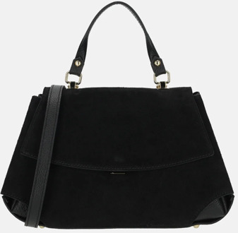 overslag handtas suede zwart