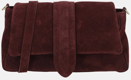 overslag schoudertas suede bordeaux rood Donker rood