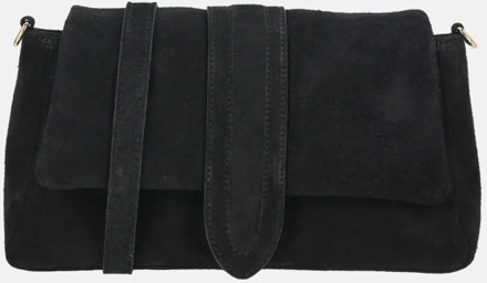 overslag schoudertas suede zwart