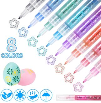 Overzicht Marker Pen Metallic Glitter 8 Kleuren Kleurrijke Diy Album Scrapbooking Marker Pen Voor Kerst Tekening Schilderij Set Suit