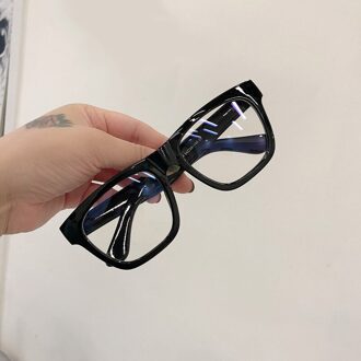 Ovza Grote Anti Blauw Licht Bril Vrouwen Mode Mannen Computer Goggle Anti Blue Ray Game Lenzenvloeistof Rechthoek S4069 helder zwart