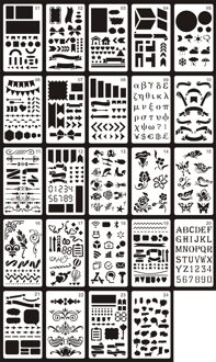 Owlho 24Pcs A6 Bullet Journal Stencil Set Plastic Planner Math Grafische Griekse Alfabet Dagboek Decor Troqueles Letras