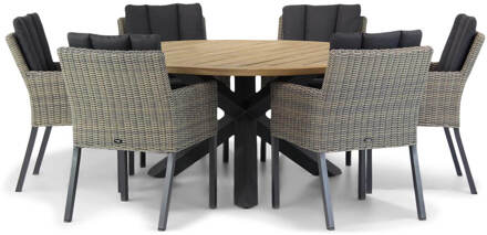 Oxbow/Rockville 160 cm dining tuinset 7-delig Taupe-naturel-bruin