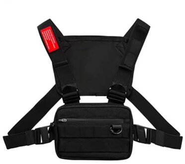 Oxford Doek Borst Rig Tas Hip Hop Multifunctionele Harnas Borst Taille Pak Zakken FS99 zwart