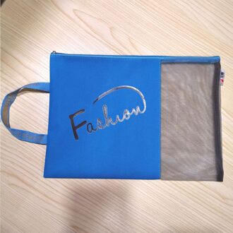 Oxford Doek Document Tas Waterdicht Document Draagbare Bestand Zak Cosmetische Zakjes Reizen Scholen En Kantoor Roze 34.5*24.5Cm size blauw