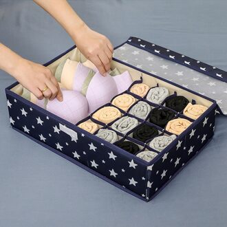 Oxford Doek Ondergoed Opbergdoos Sokken Bras Sjaals Banden Container Met Deksel Lades Divider Dozen Slaapzaal Kledingkast Organizer ster-44x29x12.5cm