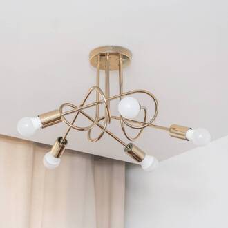 Oxford plafondlamp, goudkleurig, 5-lamps, Ø 47 cm, metaal