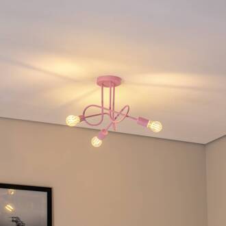 Oxford plafondlamp, lichtroze, Ø 44 cm, metaal, 3-lamps