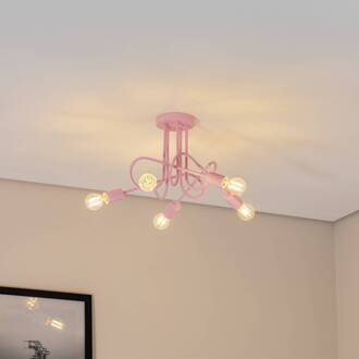 Oxford plafondlamp, lichtroze, Ø 47 cm, metaal, 5-lamps