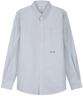 Oxford stripe blouses lichtblauw Olaf Hussein , Blue , Heren - Xl,L,M,S,Xs
