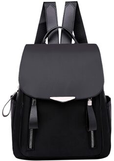 Oxford Vrouwen Rugzak Effen Kleur Dames Schouder Schooltassen Voor Tiener Meisjes Reistassen Rugzak Mochila # LR4 zwart